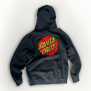 Santa Cruz Skateboards Hoodie Black Graphic Pullover Skate Streetwear